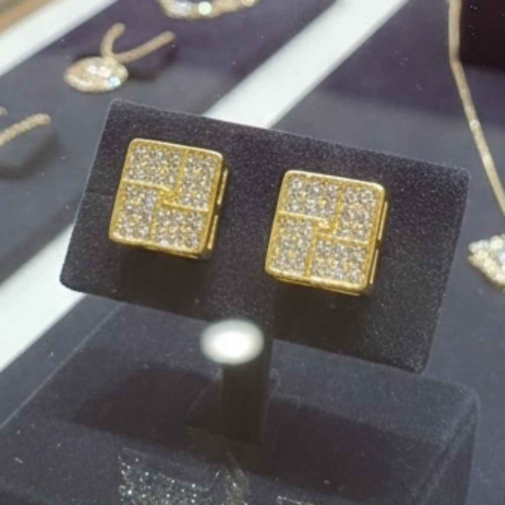 14K Mens Micropave Earrings